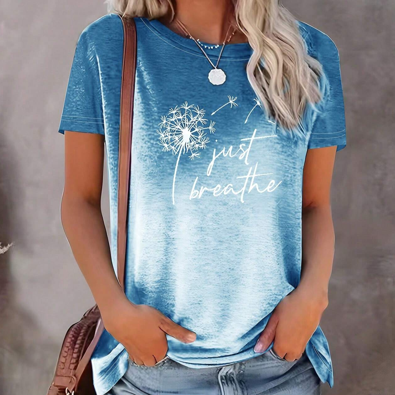 Dandelion Round Neck Short Sleeve T-Shirt For Spring/Summer