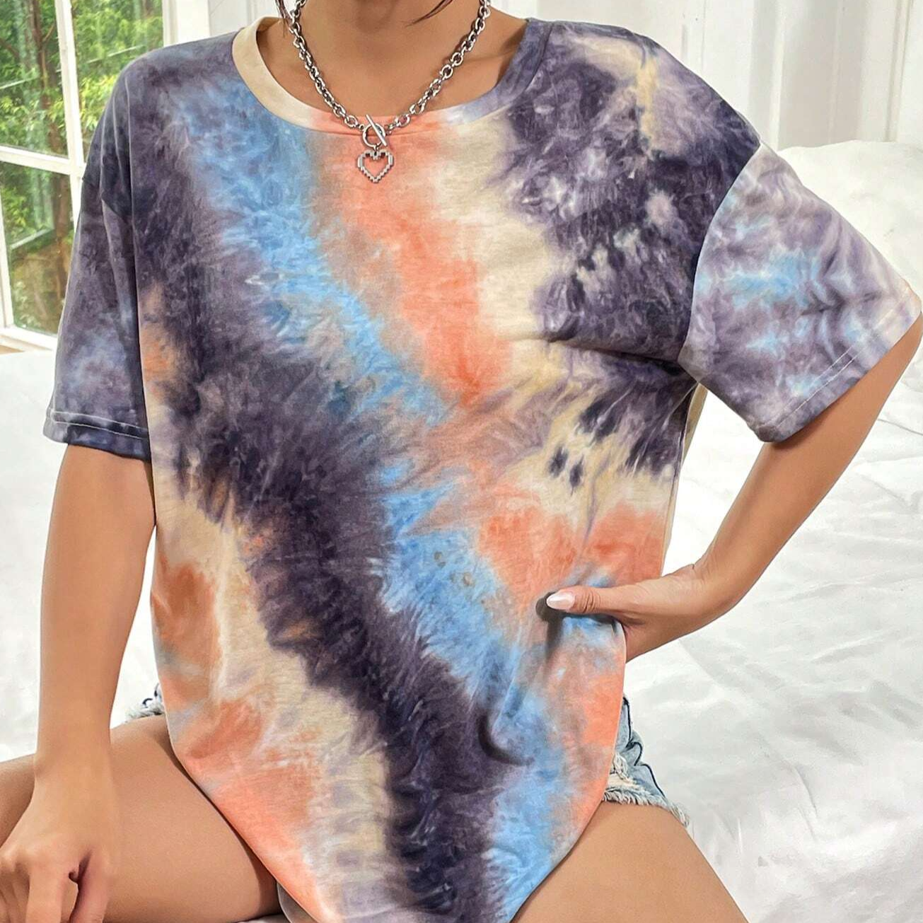 Essnce Tie Dye Drop Shoulder Tee