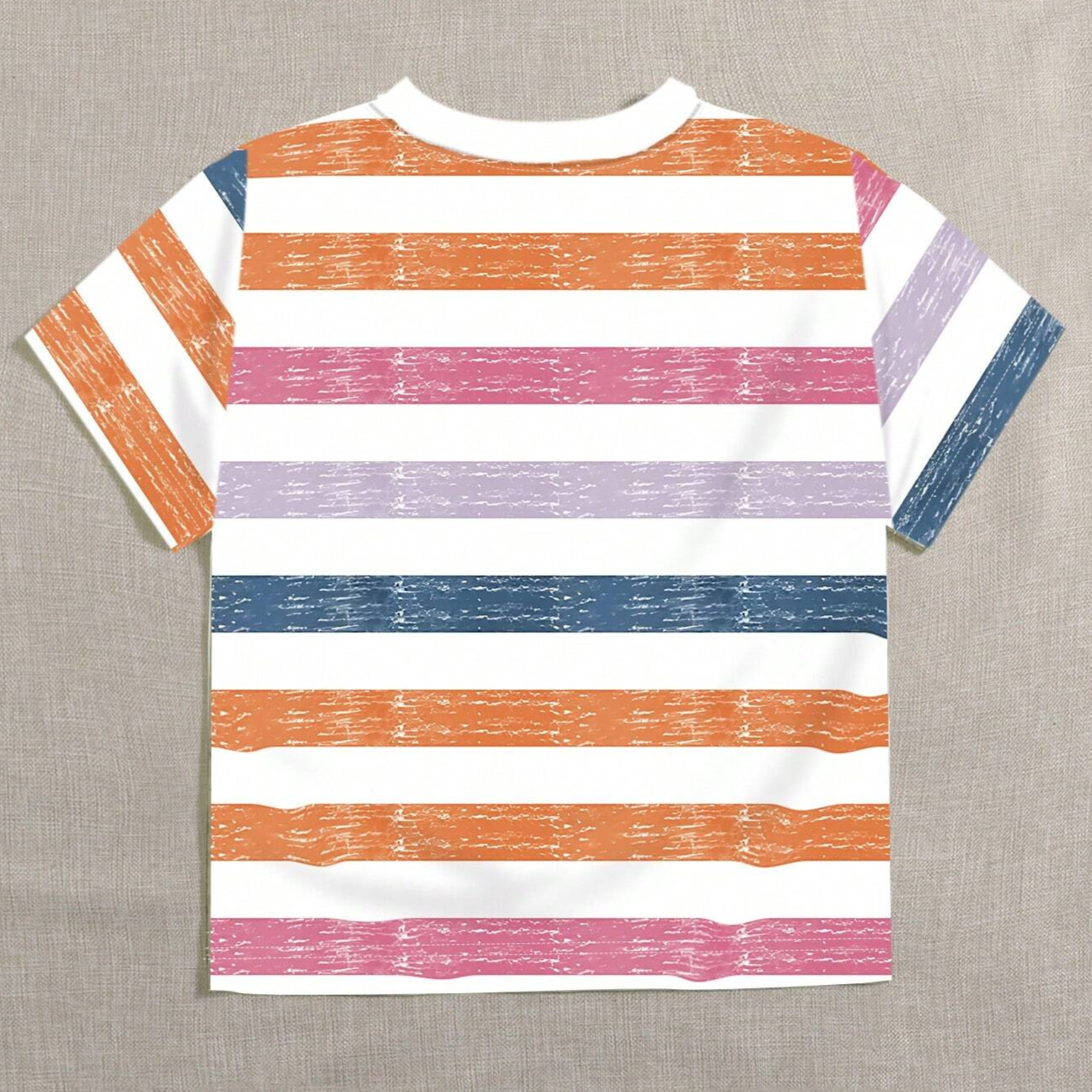 Letter Printed Ombre Round Neck Short Sleeve T-Shirt For Spring/Summer