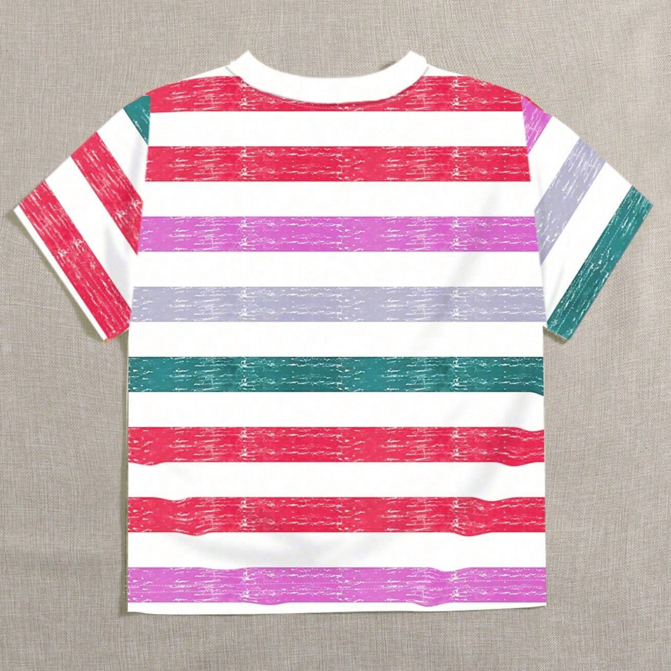 Letter Printed Ombre Round Neck Short Sleeve T-Shirt For Spring/Summer