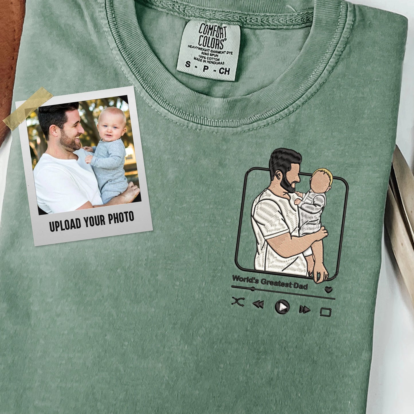 Custom Embroidered Family Portrait Shirt ，Father's Day Gift