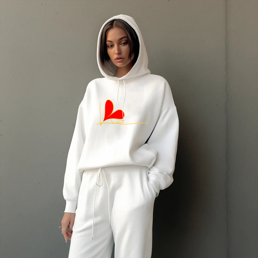 Heart Design Pullover Hoodie