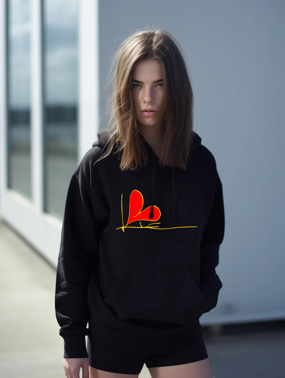 Heart Design Pullover Hoodie