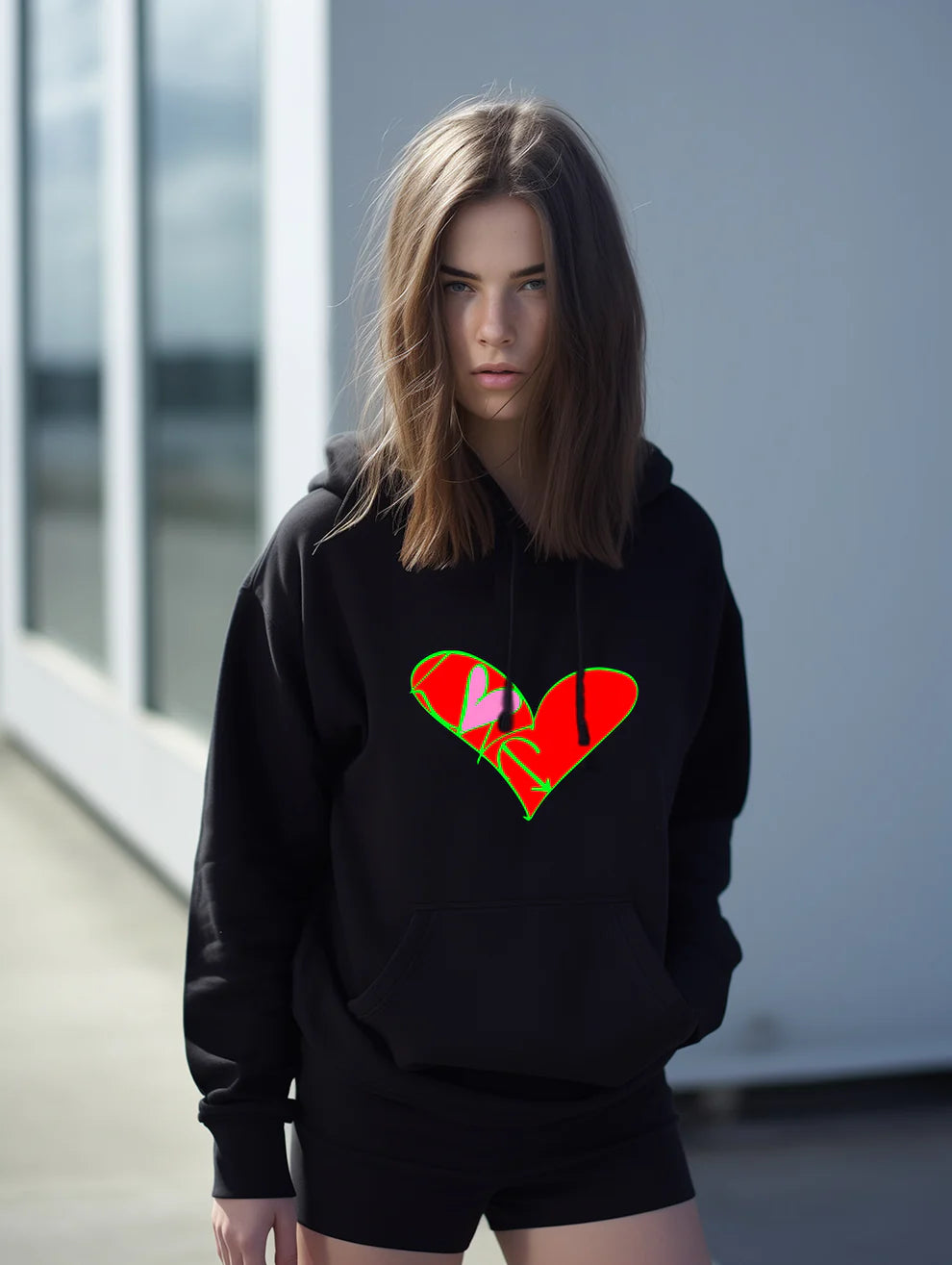 Embroidered Heart Hoodie