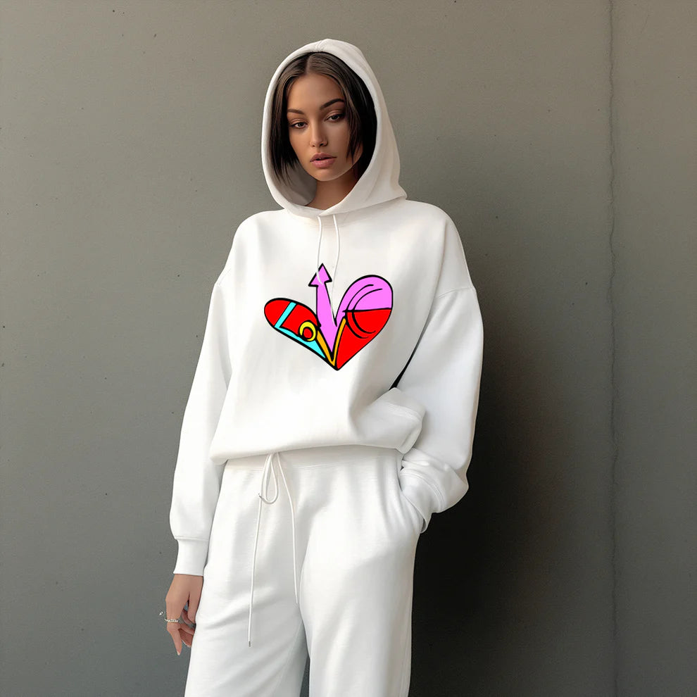 Heart Design Pullover Hoodie