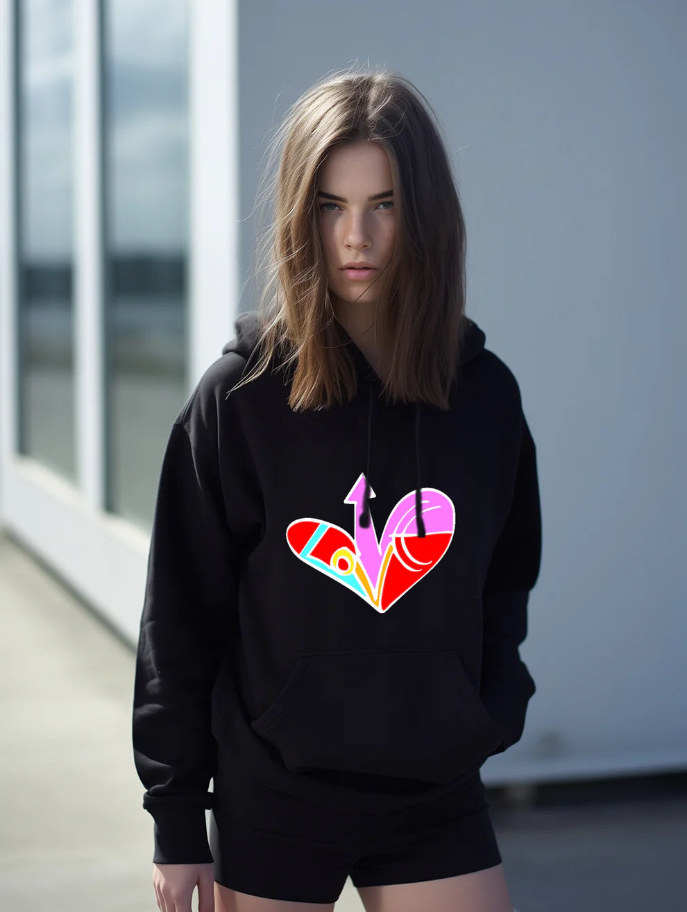 Heart Design Pullover Hoodie