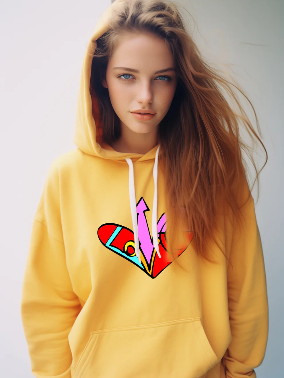 Heart Design Pullover Hoodie