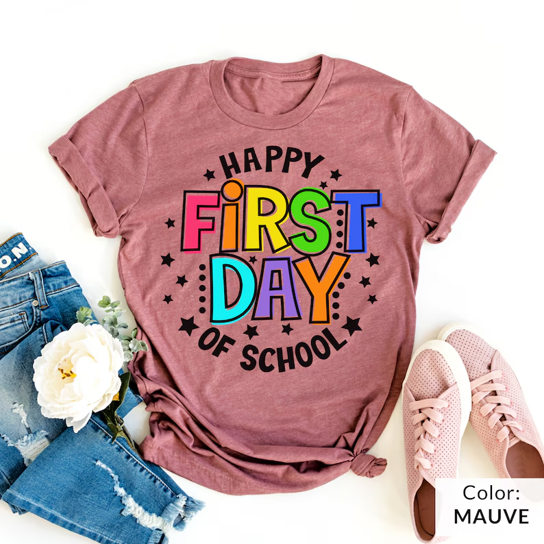 Happy First Day of School Teacher Shirt, Back to School Shirt for Teachers, Teacher Shirt Back to School Shirt Teacher Gift