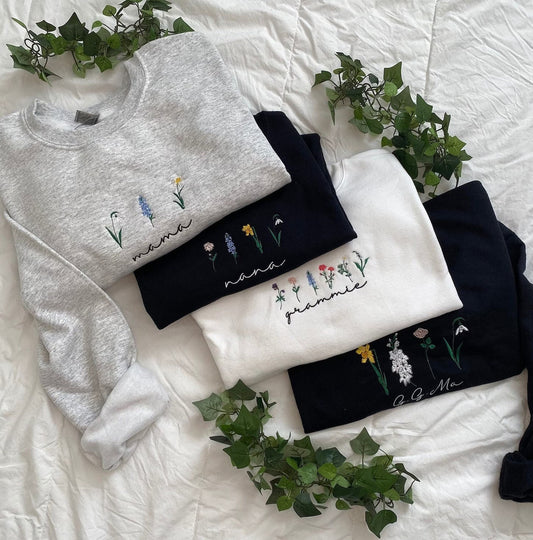 Birth month embroidered sweatshirt