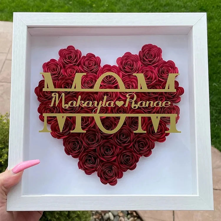 Personalized Mom Flower Shadow Box With Name