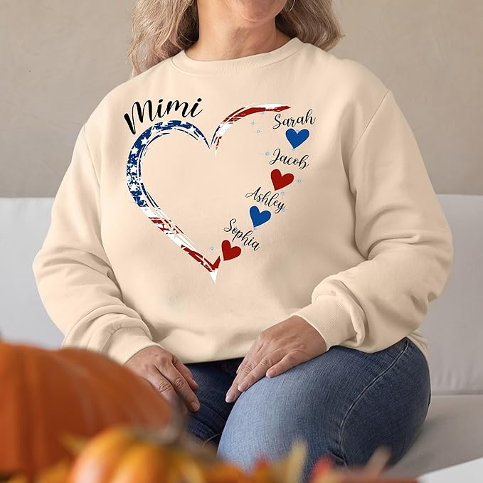 Custom Grandma Hearts Shirt Personalized Nickname Mom Hoodies Sweatshirt