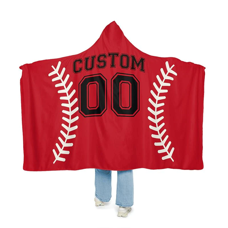 Baseball Hooded Blanket, Custom Gift,Custom Softball Wearable Blanket