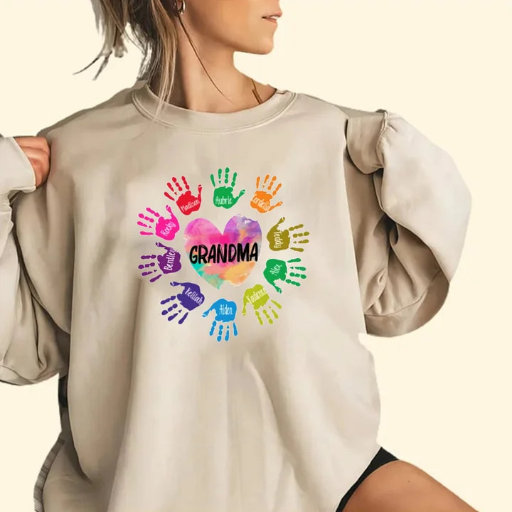 Grandma and Grandkids Heart Colorful Hands Shirt T-Shirt