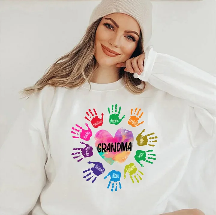 Grandma and Grandkids Heart Colorful Hands Shirt T-Shirt