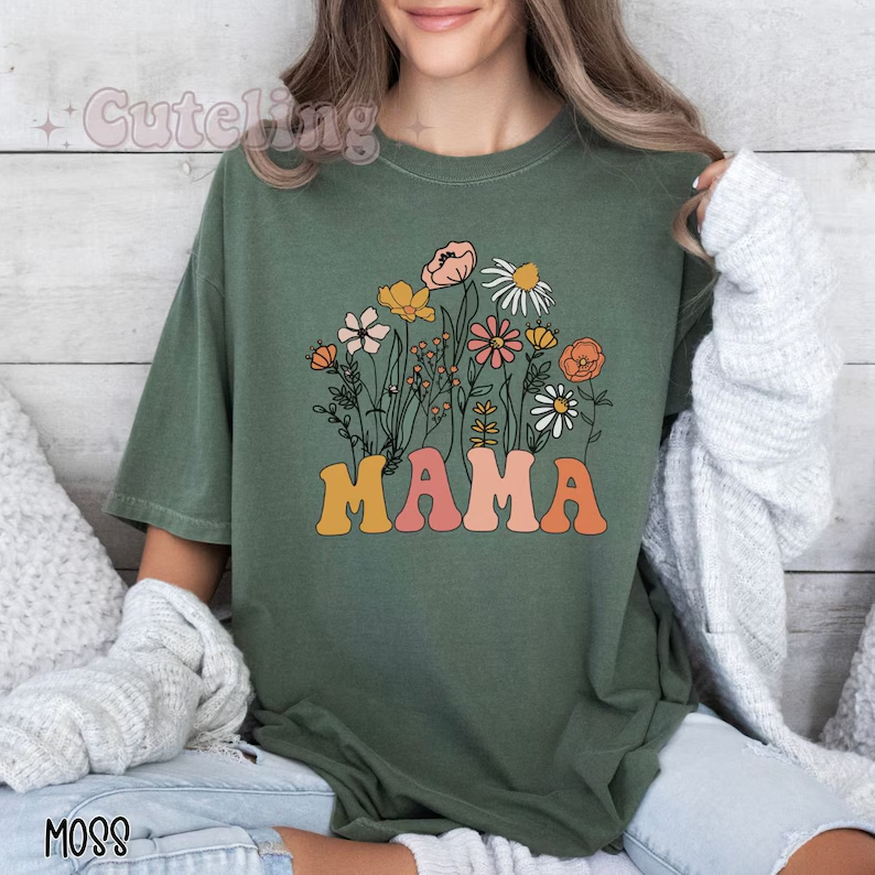 Retro Mama Shirt, Wildflowers Mama Shirt