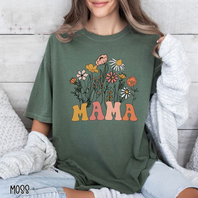 Retro Mama Shirt, Wildflowers Mama Shirt