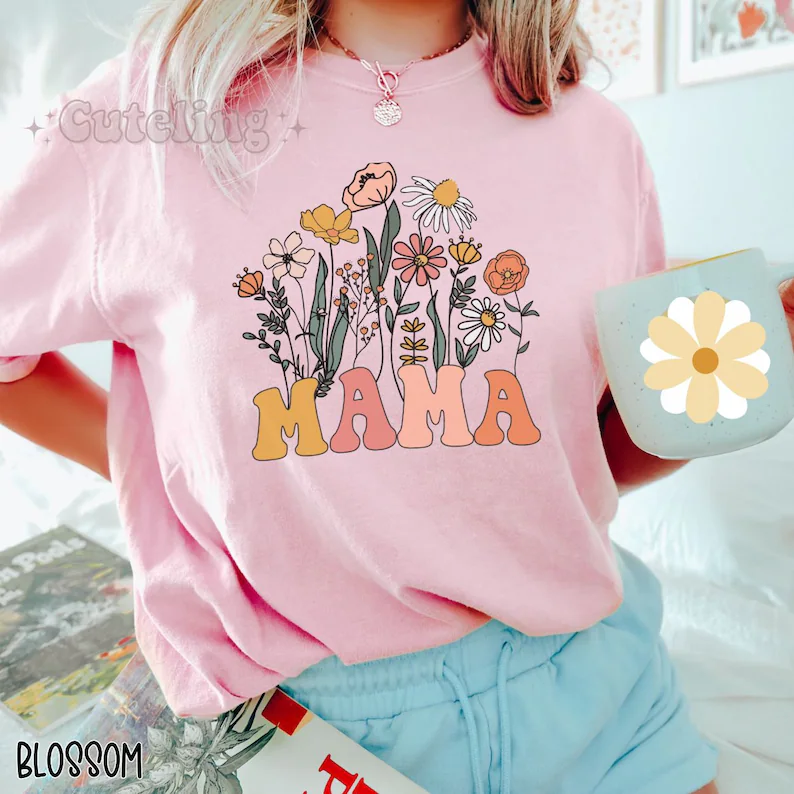 Retro Mama Shirt, Wildflowers Mama Shirt