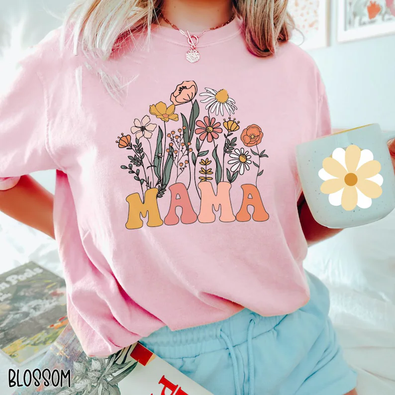 Retro Mama Shirt, Wildflowers Mama Shirt