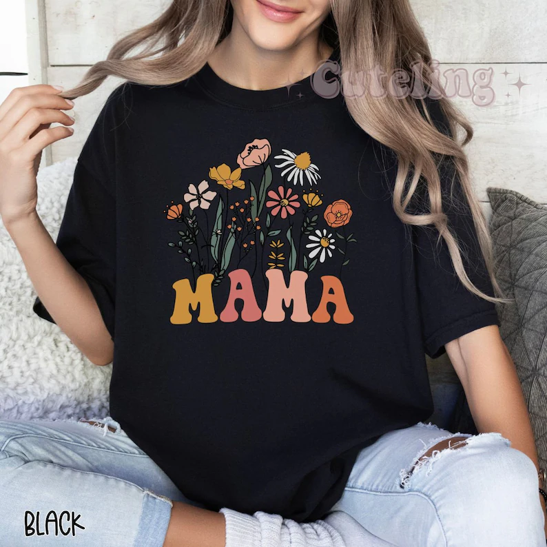 Retro Mama Shirt, Wildflowers Mama Shirt