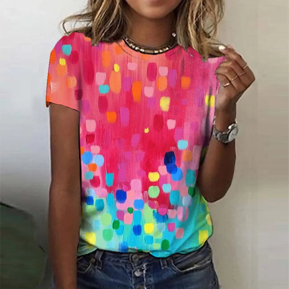 Women's Geometric Printed Short Sleeve T-Shirt