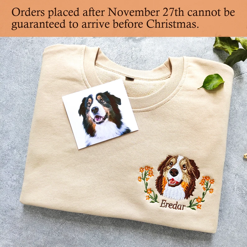 Custom Dog Face Embroidered Sweatshirt, Dog Lovers Sweatshirt, Gift for Pet Lovers