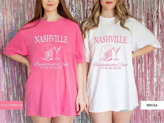 Custom Bachelorette Party Matching Comfort Colors Shirts, Luxury Personalized Bachelorette Party Shirts, Nashville Girls Trip