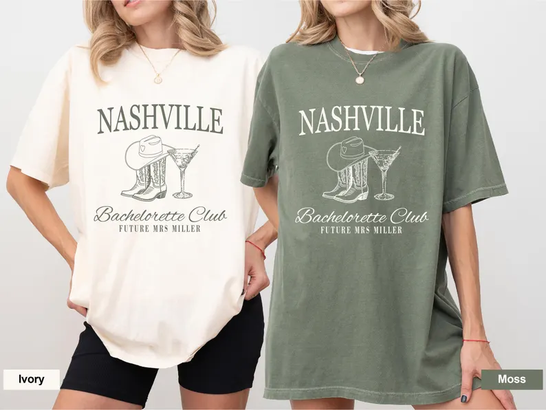 Custom Bachelorette Party Matching Comfort Colors Shirts, Luxury Personalized Bachelorette Party Shirts, Nashville Girls Trip