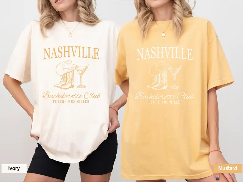 Custom Bachelorette Party Matching Comfort Colors Shirts, Luxury Personalized Bachelorette Party Shirts, Nashville Girls Trip