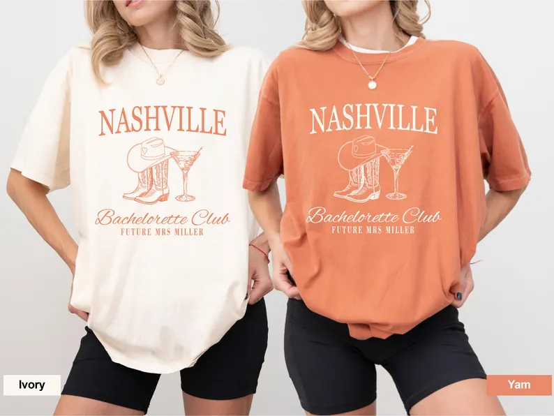 Custom Bachelorette Party Matching Comfort Colors Shirts, Luxury Personalized Bachelorette Party Shirts, Nashville Girls Trip