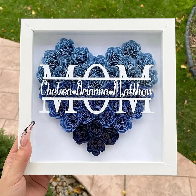 Personalized Mom Flower Shadow Box With Name