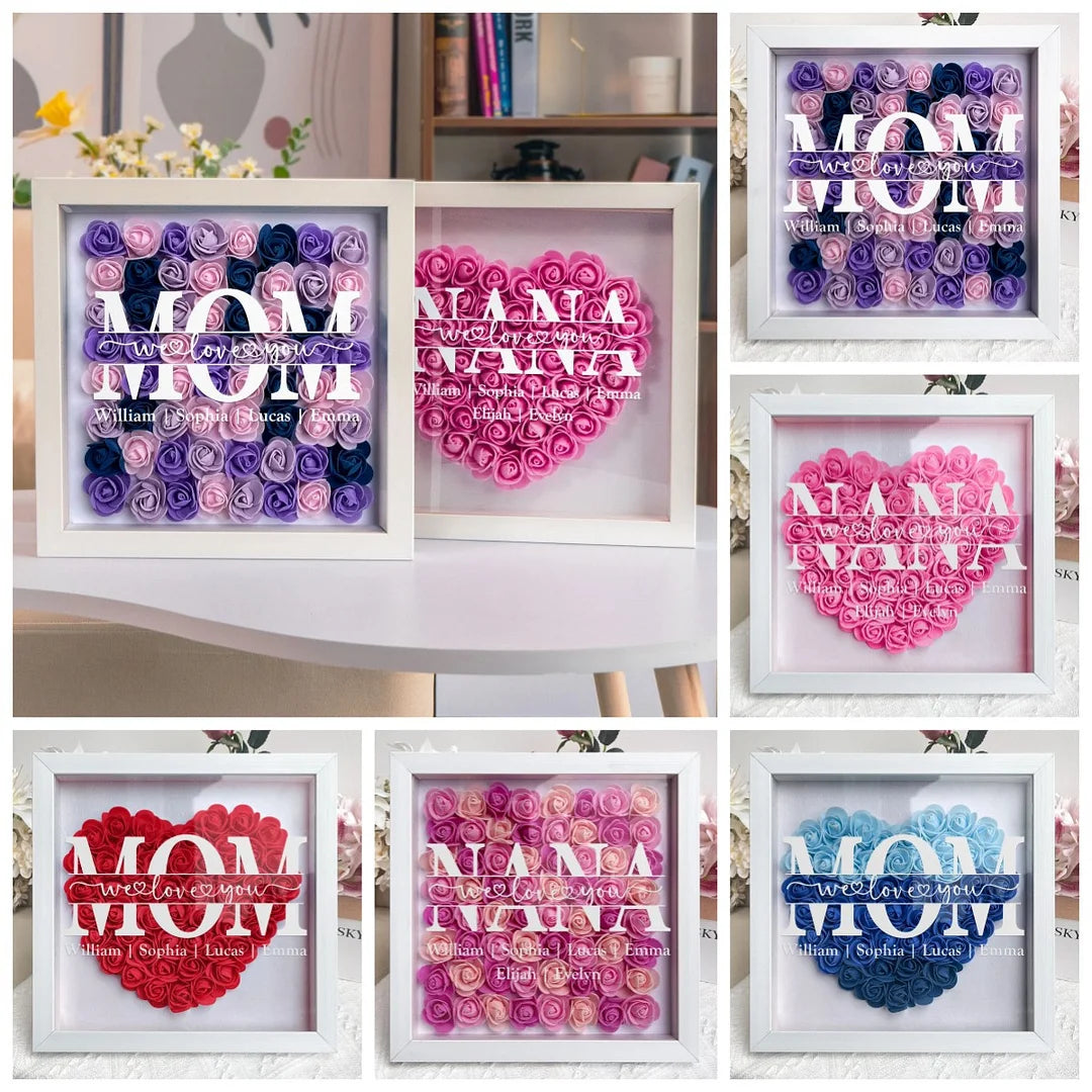 Personalized Mom Flower Shadow Box With Name