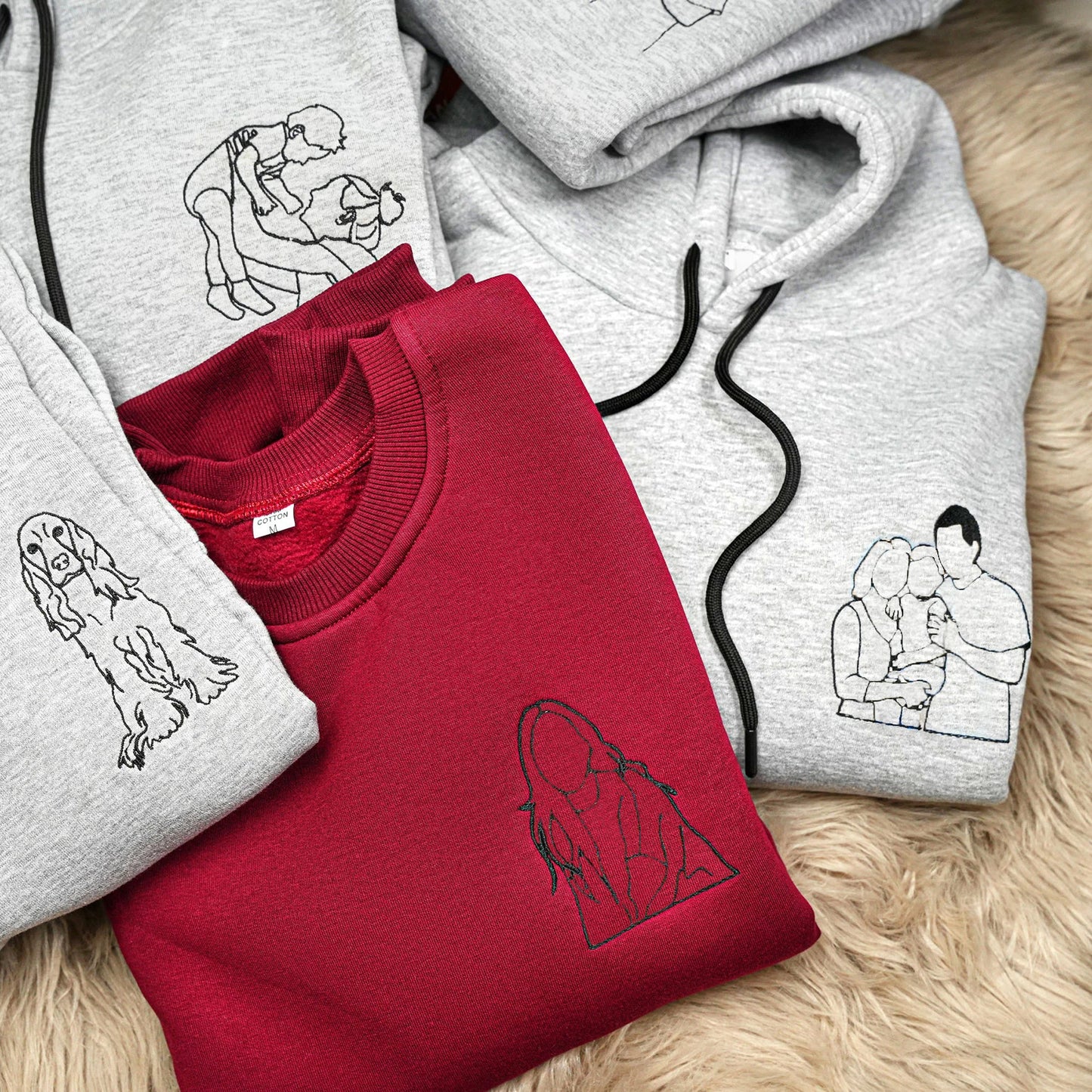 Custom Embroidered Portrait Photo Sweatshirt, Unique Gifts for Dad