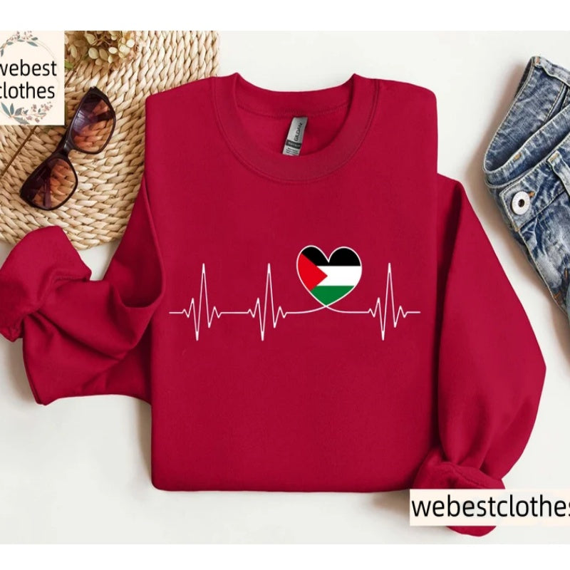 Free Palestine Heartbeat Flag Shirt