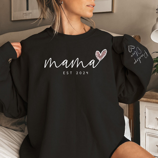 Customize Mama Sweatshirt with Kid's Name, Mom's Passion-Personalized Gift for Mom