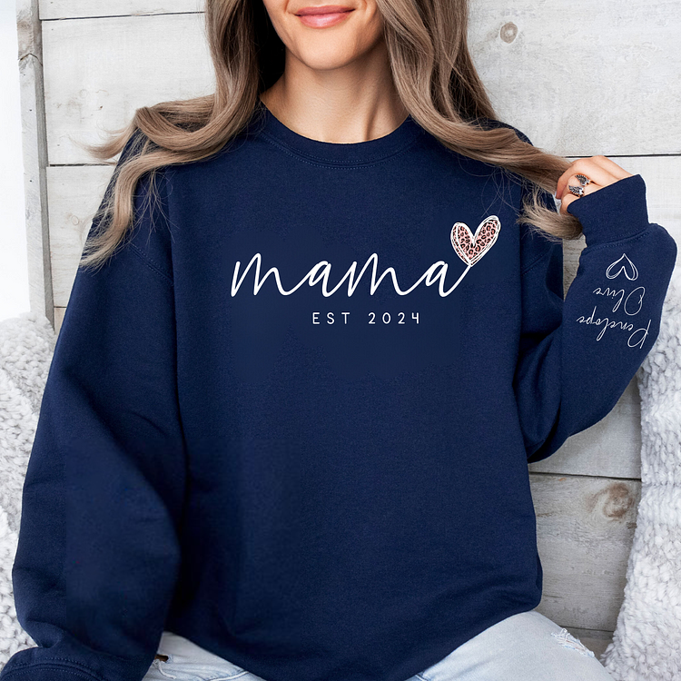 Customize Mama Sweatshirt with Kid's Name, Mom's Passion-Personalized Gift for Mom