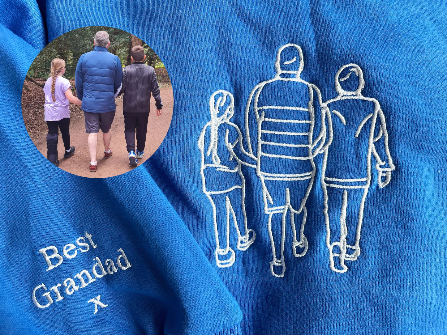 Custom Embroidered Portrait Photo Sweatshirt, Unique Gifts for Dad