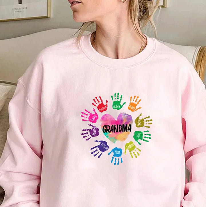 Grandma and Grandkids Heart Colorful Hands Shirt T-Shirt