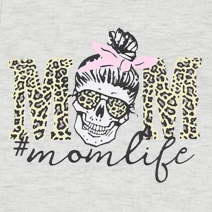 Womens Mama Sweatshirt Mom Life Zip Up  Funny Leopard