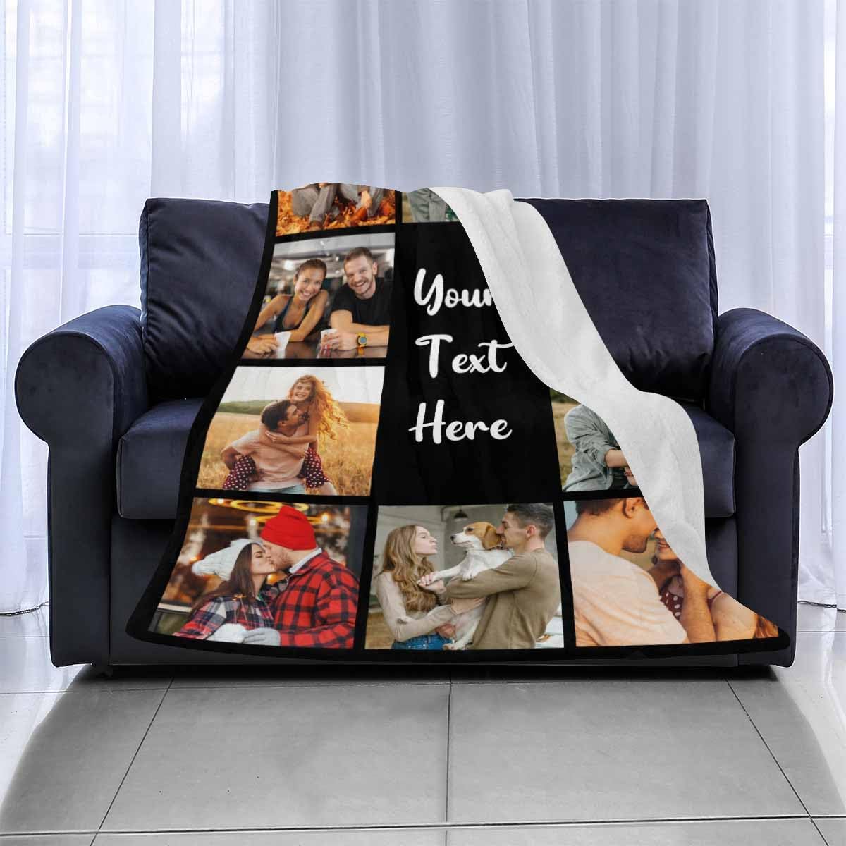 Custom Blanket with Photos Personalized Text Blankets