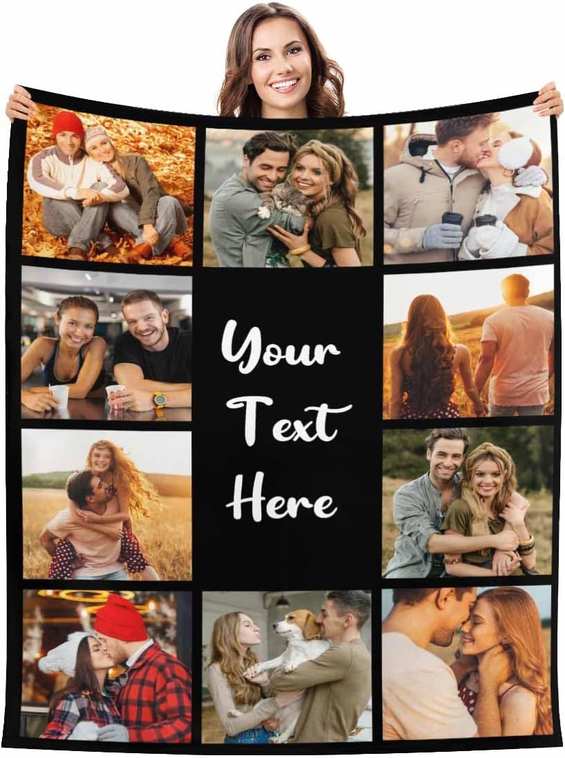 Custom Blanket with Photos Personalized Text Blankets