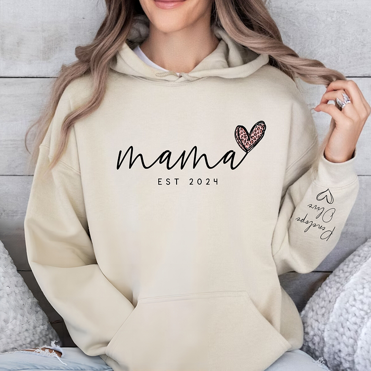 Customize Mama Sweatshirt with Kid's Name, Mom's Passion-Personalized Gift for Mom