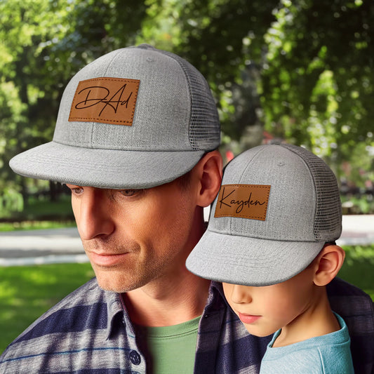 Engraved Daddy and Me Baseball Cap, Custom Summer Outdoor Mesh hat