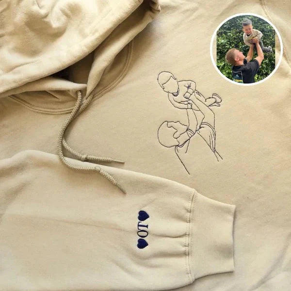 Custom Embroidered Portrait Photo Sweatshirt, Unique Gifts for Dad