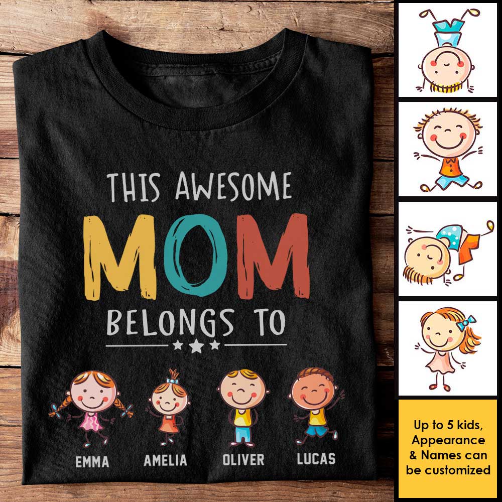 This Awesome Mom Belongs To  Personalized Unisex T-Shirt