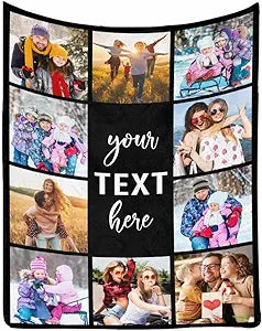 Custom Blanket with Photos Personalized Text Blankets