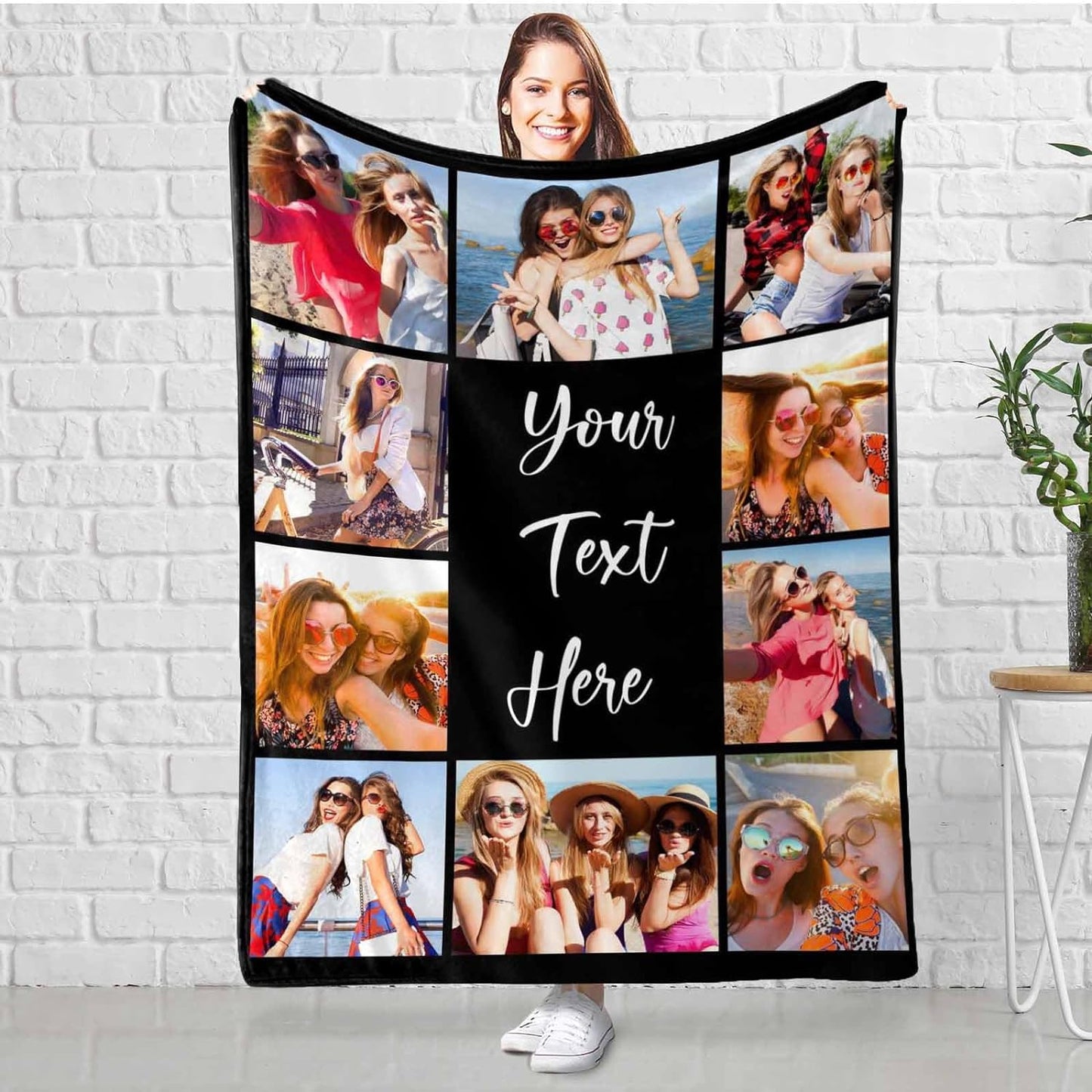 Custom Blanket with Photos Personalized Text Blankets