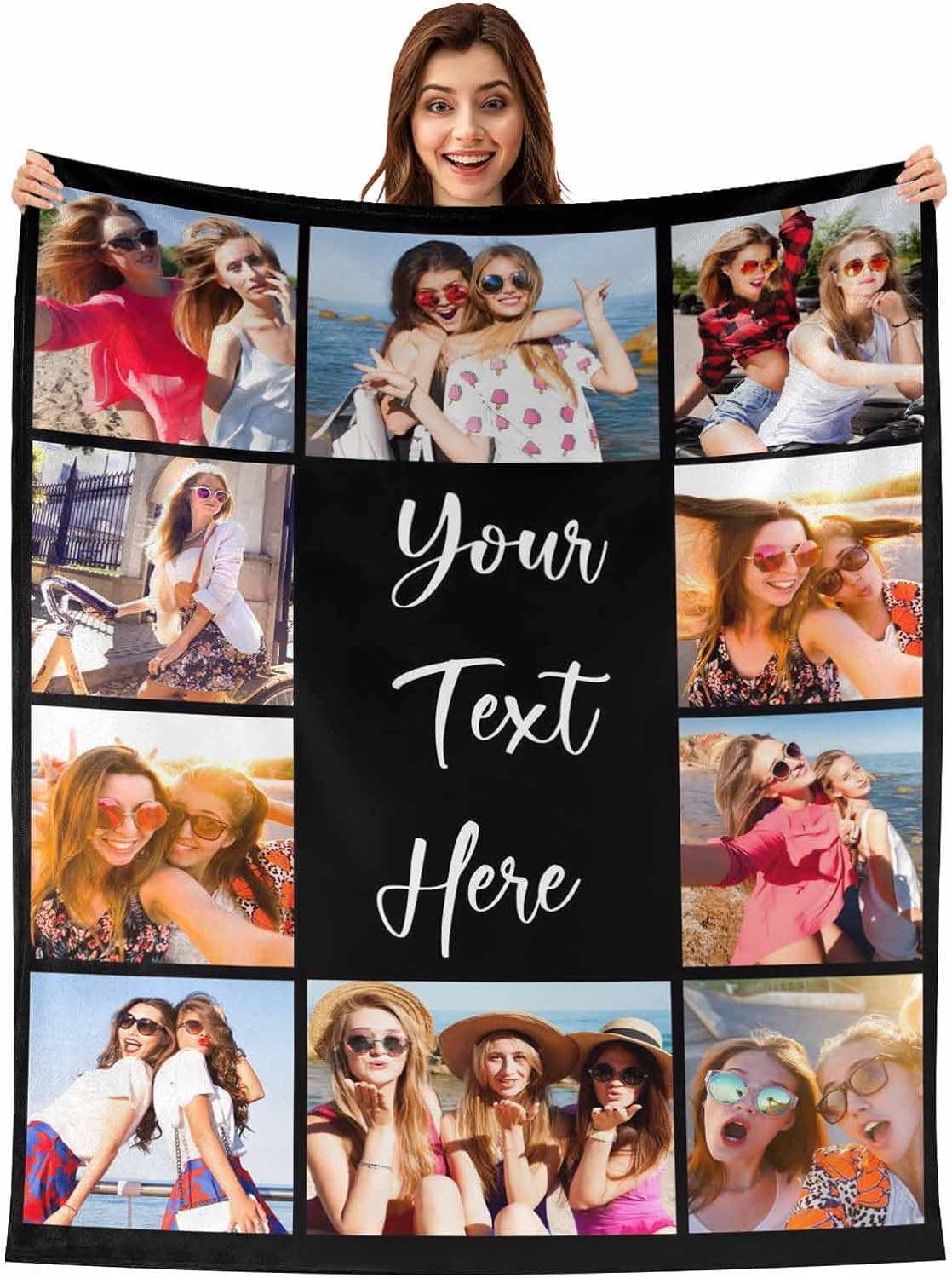 Custom Blanket with Photos Personalized Text Blankets