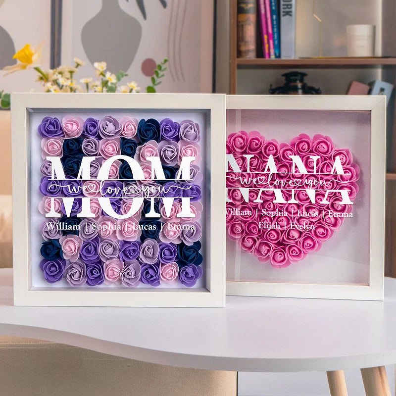 Personalized Mom Flower Shadow Box With Name