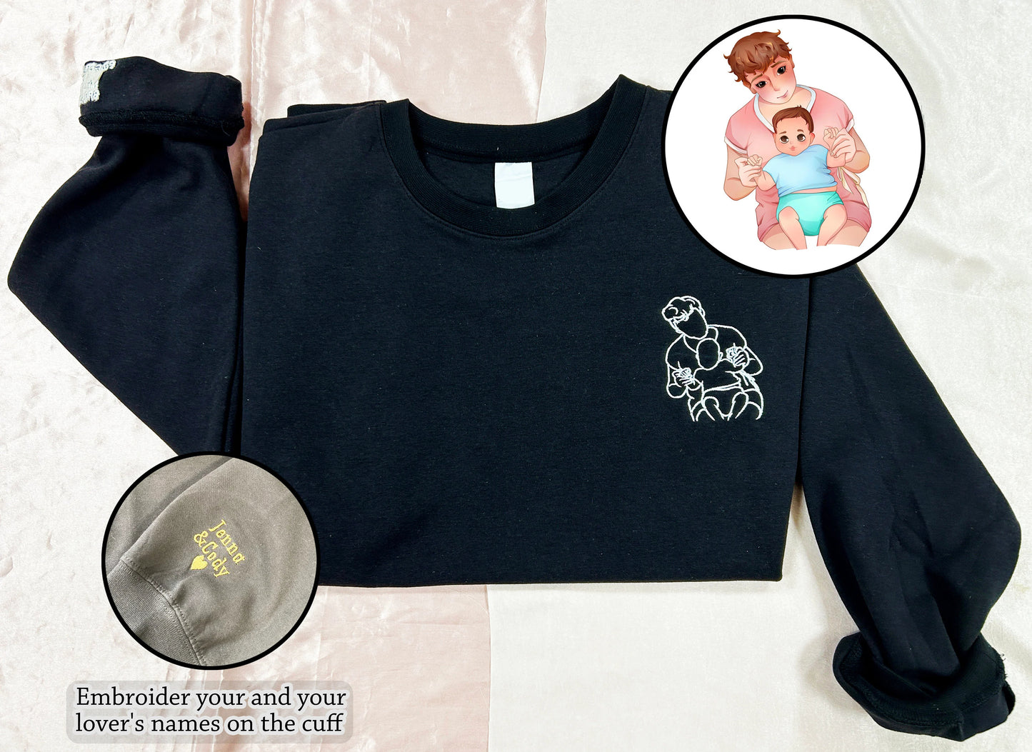 Custom Embroidered Portrait Photo Sweatshirt, Unique Gifts for Dad