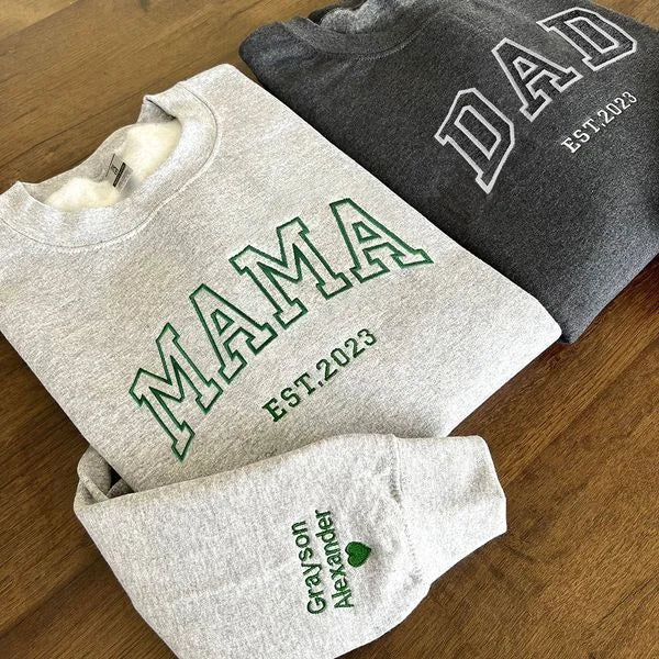 Custom Mama Embroidered Sweatshirt With Date&Name, Mother's Day Gift